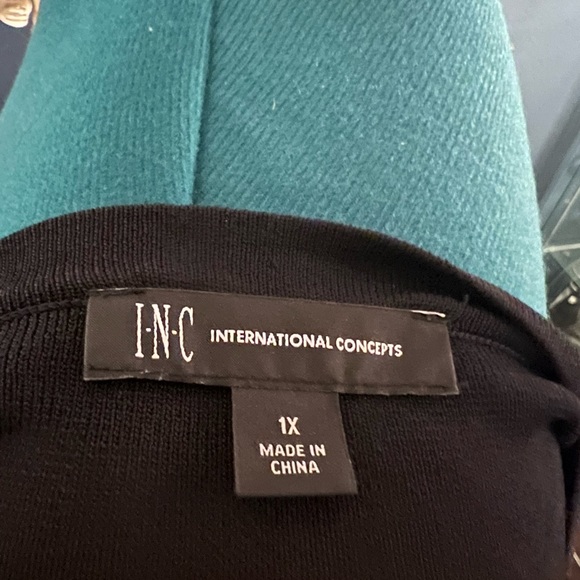 INC International Concepts Black Crewneck Rhinestone Fringe Neckline - Picture 10 of 13